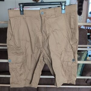 Tan Cargo Shorts with Relaxed Fit and Belt Loops